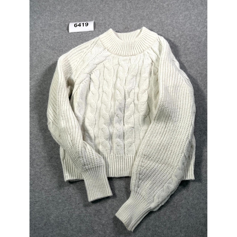 Free Assembly Sweater Womens Medium Cream Tight Knit Mock Neck Casual Soft